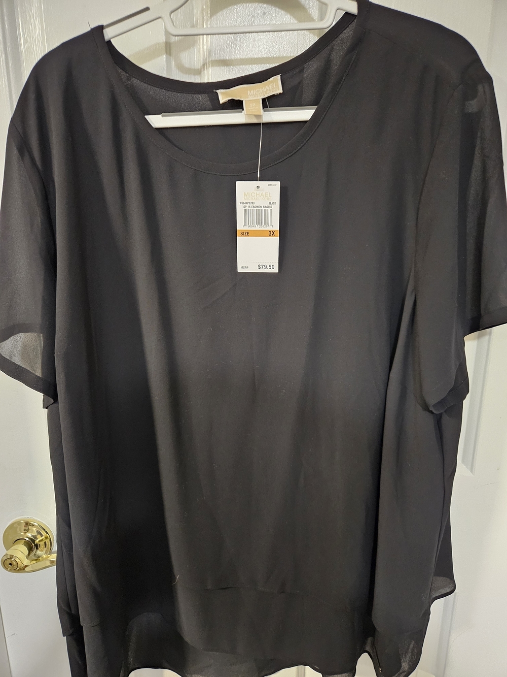 MICHAEL Michael Kors Black Sheer Short-Sleeve Blouse